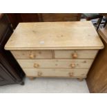 A PINE CHEST OF TWO SHORT AND TWO LONG DRAWERS BEARING WILKINSON, NEWARK STAMP