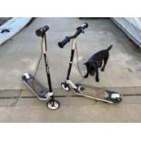 TWO CHILDRENS ZINC SCOOTERS
