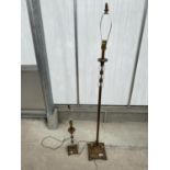 A GILT METAL STANDARD LAMP AND MATCHING TABLE LAMP