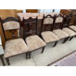 FIVE LATE VICTORIAN DINING CHAIRS (THREE AND A TWO)