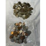 TWO BAGS OF INTERNATIONAL COINS TO INCLUDE ONE CONTAINING SEVENTY TWO MOSTLY CCCP SOVIET UNION COINS