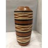 A LARGE BROWN AND CREAM WEST GERMAN VASE HEIGHT APPROX 45CM