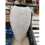 A CURVED AND ROUND DECORATIVE MARBLE EFFECT FIBRE GLASS GARDEN PLANTER (H:102CM)