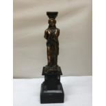 A CLASSICAL STYLE FIGURINE ON A MARBLE BASE HEIGHT 39CM