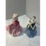 TWO ROYAL DOULTON FIGURES TO INCLUDE ELLEN LADY OF THE YEAR 1997 HN3992 AND ADRIENNE HN2304