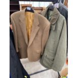 TWO GENTS TWEED JACKETS AND THREE VARIOUS HATS