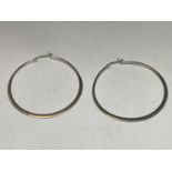 A PAIR OF MARKED SILVER LARGE HOOP EARRINGS