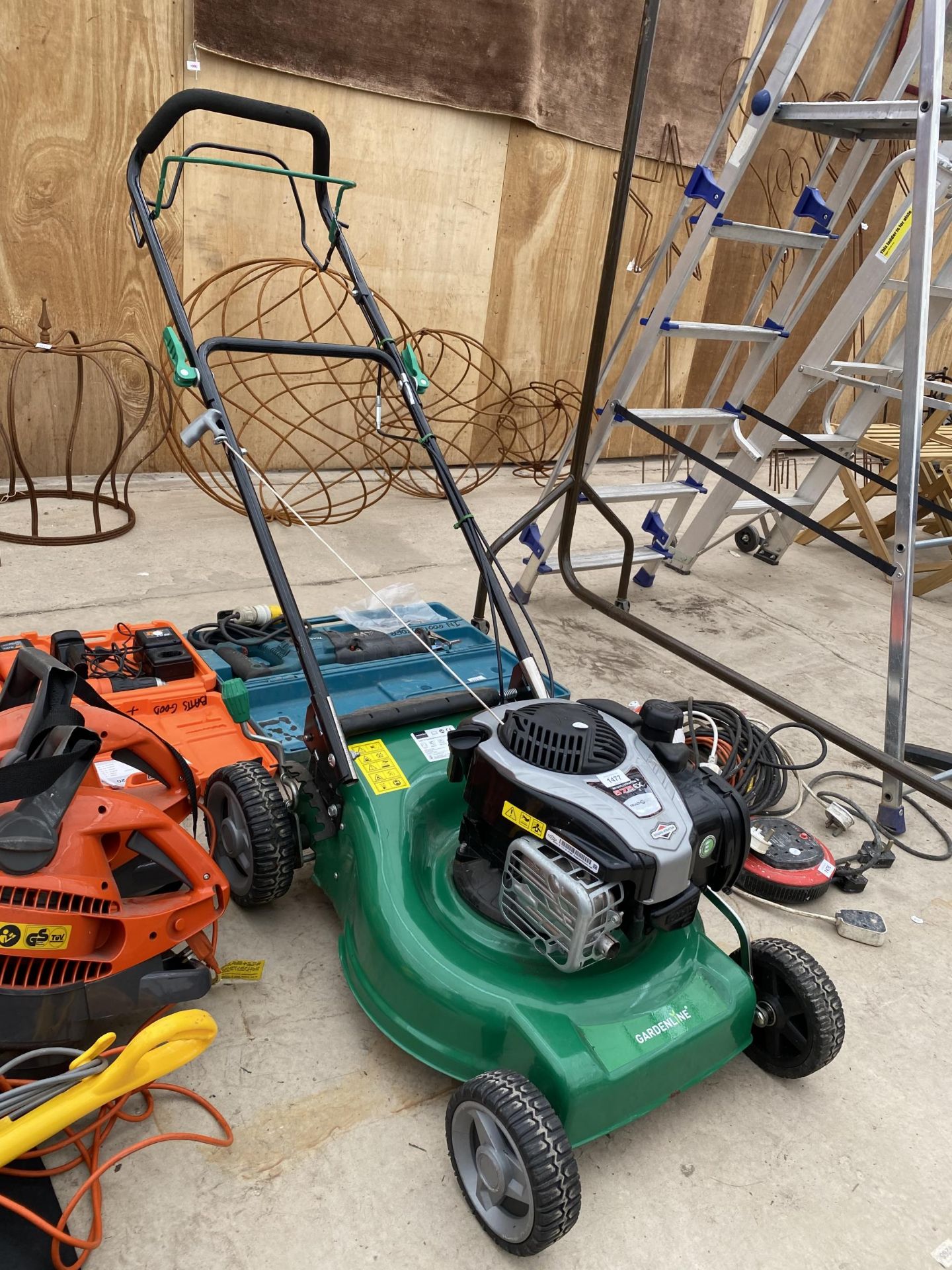 A GARDENLINE PETROL LAWN MOWER WITH BRIGGS AND STRATTON ENGINE