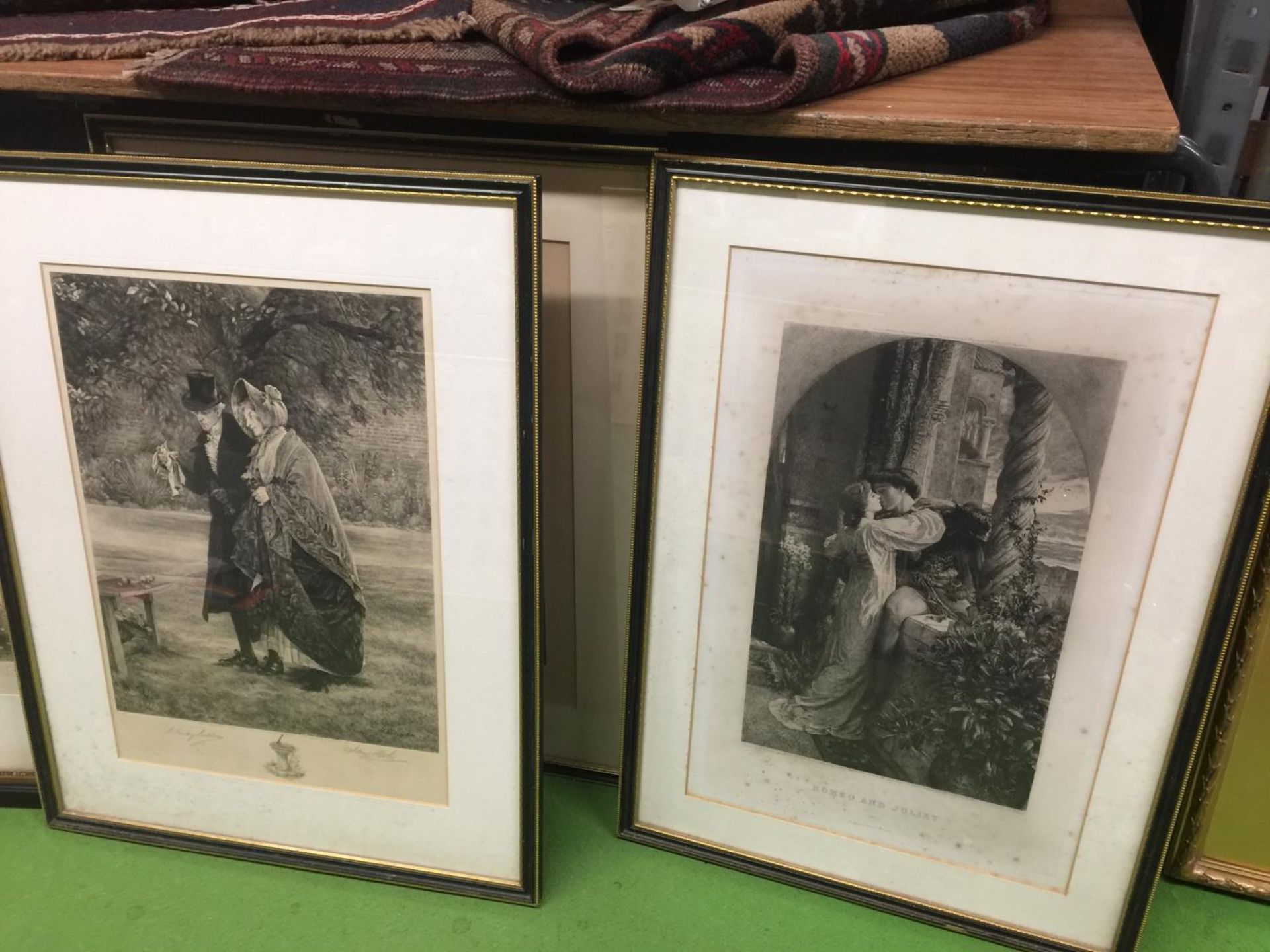 THREE FRAMED PRINTS TO INCLUDE ROMEO AND JULIET, PLUS THREE SIGNED W. DENILY SADLER - Image 2 of 3