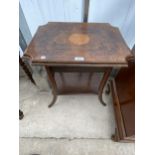 AN EDWARDIAN WALNUT TWO TIER OCCASIONAL TABLE, 20X16"