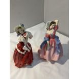 TWO ROYAL DOULTON FIGURES CHRISTMAS MORN HN1992 AND MAYTIME HN2113