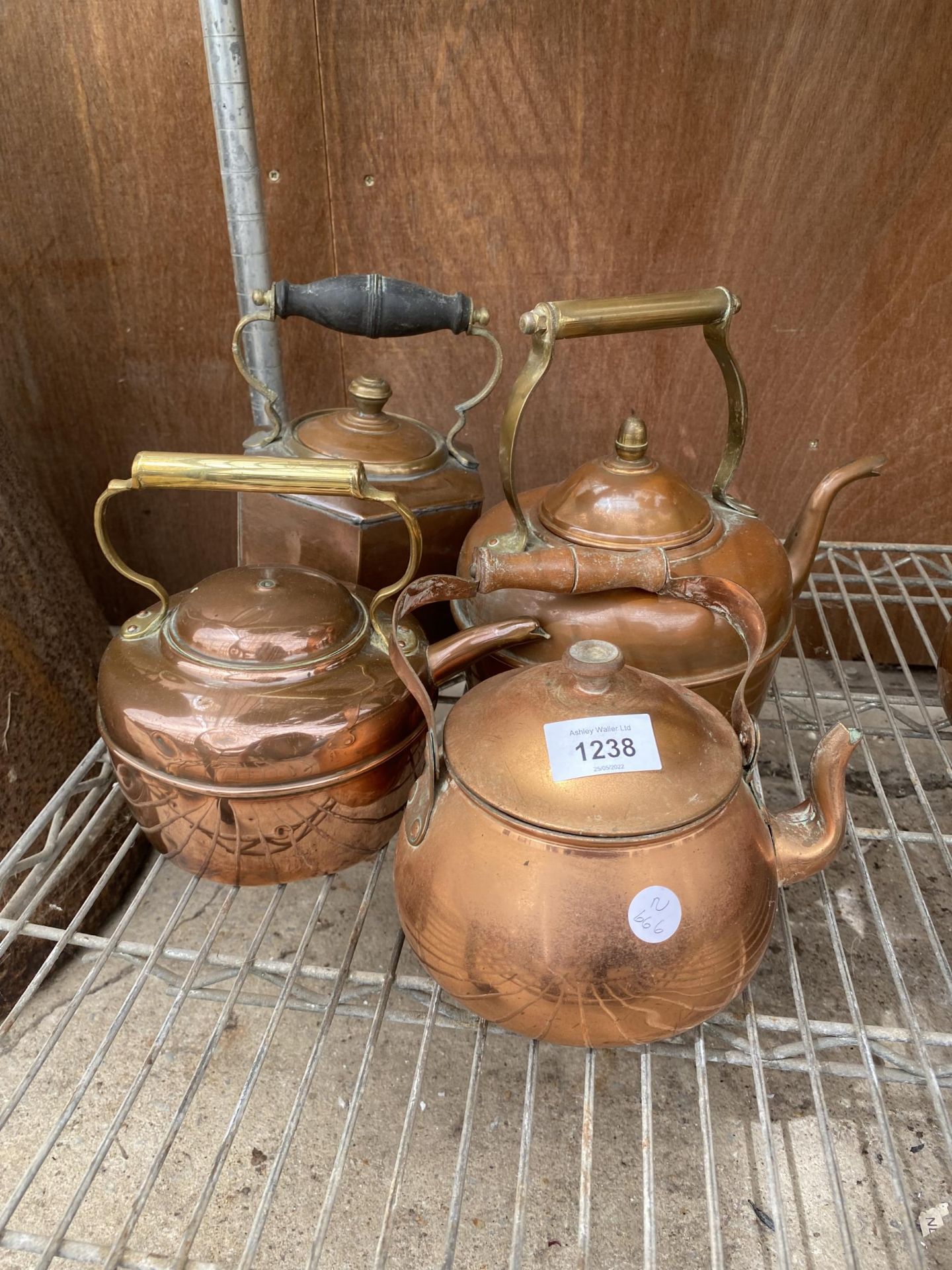 FOUR VARIOUS VINTAGE COPPER KETTLES