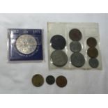 A COLLECTION OF VINTAGE COINS TO INCLUDE A 1933 THREE PENCE, CROWNS, SHILLINGS ETC