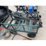 A FOUR WHEELED METAL MARKET GARDENERS TROLLEY