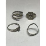 FOUR MARKED SILVER RINGS