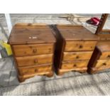 A PAIR OF MODERN PINE 'WESTMINSTER' THREE DRAWER BEDSIDE CHESTS