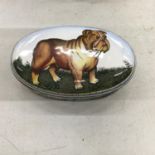 A CLOISONNE TRINKET BOX WITH BULLDOG LID