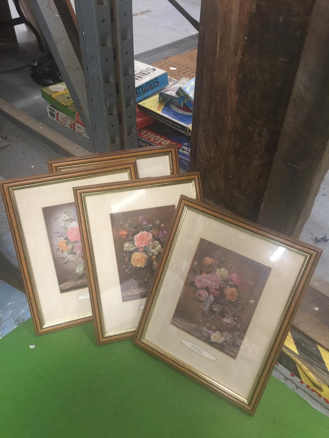 FOUR FRAMED PRINTS OF VASES OF FLOWERS BY ALBERT WILLIAMS