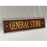 A WOODEN PAINTED GENERAL STORE SIGN 100CM X 25CM
