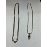 TWO MARKED SILVER NECKLACES ONE WITH A PENDANT