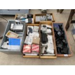 A LARGE ASSORTMENT OF ELECTRICIANS ITEMS TO INCLUDE JUNCTION BOXES, PLUGS AND SWITCHES ETC