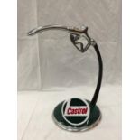 A CHROME AND GREEN 'CASTROL' PETROL PUMP HANDLE HEIGHT 35CM