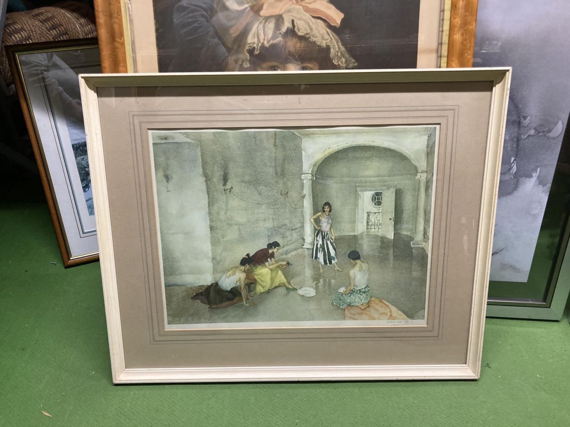 A FRAMED PRINT 'LOS CIENTOS' BY SIR WILLIAM RUSSELL FLINT 73CM X 59CM