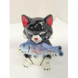 A LORNA BAILEY HANDPAINTED AND SIGNED CAT PIKEY