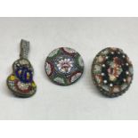 THREE MICRO MOSAIC BROOCHES TO INCLUDE A GUITAR