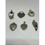 SIX MARKED SILVER PENDANTS IN A BOX