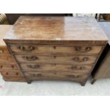 A GEORGIAN MAHOGANY CHEST OF FOUR GRADUATED DRAWERS, 35" WIDE