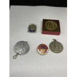 FIVE VARIOUS MEDALS AND BADGES