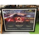 A LARGE FRAMED POSTER FOR DAVID GILMOUR (PINK FLOYD) LIVE AT POMPEII FILM