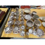 A QUANTITY OF TUSCAN CHINA TO INCLUDE A COFFEE POT, CREAM AND MILK JUG, CUPS, SAUCERS, PLATES,