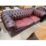 AN OXBLOOD CHESTERFIELD THREE SEATER SETTEE