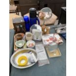 AN ASSORTMENT OF ITEMS TO INCLUDE A VANITY MIRROR, A WEDGWOOD TRINKET DISH AND A COFFEE MAKER ETC