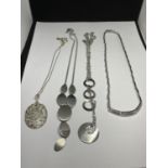 FOUR MARKED SILVER NECKLACES