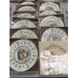 A SET OF TWELVE BOXED KATE GREENAWAY ALMANACK ZODIAC PLATES BY ROYAL DOULTON 1977 - 1 A/F