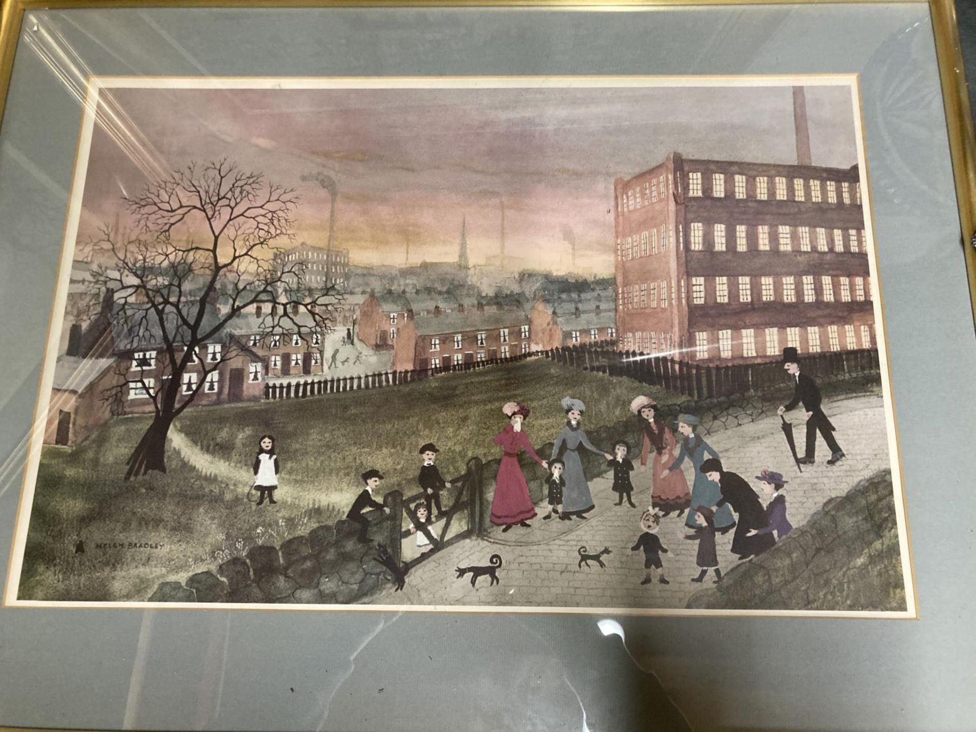 THREE FRAMED HELEN BRADLEY PRINTS - 'GOING OFF TO BLACKPOOL' 68CM X 58CM, 'FAMILY IN SPRING LANE' - Image 3 of 4