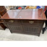 A LATE VICTORIAN BLANKET CHEST WITH TWO SHAM DRAWER, 45" WIDE