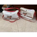 TWO VINTAGE AND RETRO WHITE AND RED 'TEAM CASTROL' LIMITED EDITION BAGS