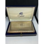 A HALLMARKED LONDON 9 CARAT GOLD COLIBRI CIGARETTE CASE GROSS WEIGHT 136.6 GRAMS WITH A PRESENTATION