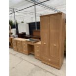 AN ASTON FURNITURE WARDROBE, DRESSING CHEST AND PAIR OF BEDSIDE CHESTS
