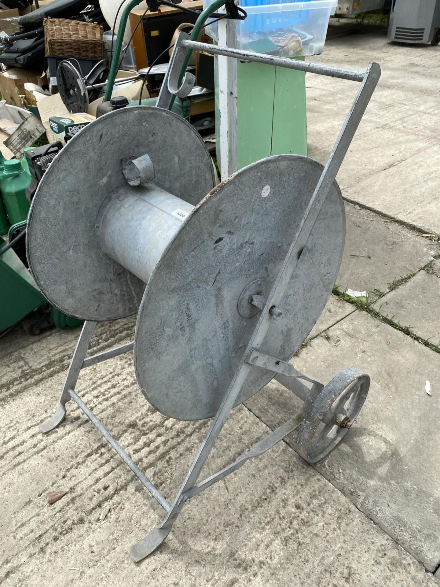 A VINTAGE GALVANISED CABLE REEL ON WHEELS - Image 2 of 3