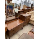 A MID 20TH CENTURY OAK DRESSING CHEST AND MATCHING CHEST OF FOUR DRAWERS