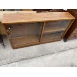 A RETRO TEAK GLASS DISPLAY CABINET, 53.5" WIDE