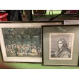 TWO FRAMED VINTAGE PRINTS - ONE ENTITLED 'RITRATTO DI RAFAELLO D'URBINO DA LUI MEDESIMO', THE