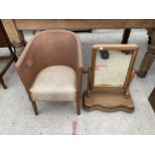 A LLOYD LOOM STYLE CHILDS BEDROOM CHAIR AND SWING FRAME TOILET MIRROR