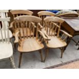 FOUR VICTORIAN STYLE KITCHEN ELBOW CHAIRS