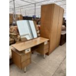 AN AVALON YATTON OAK AND PAINTED DRESSING TABLE AND WARDROBE